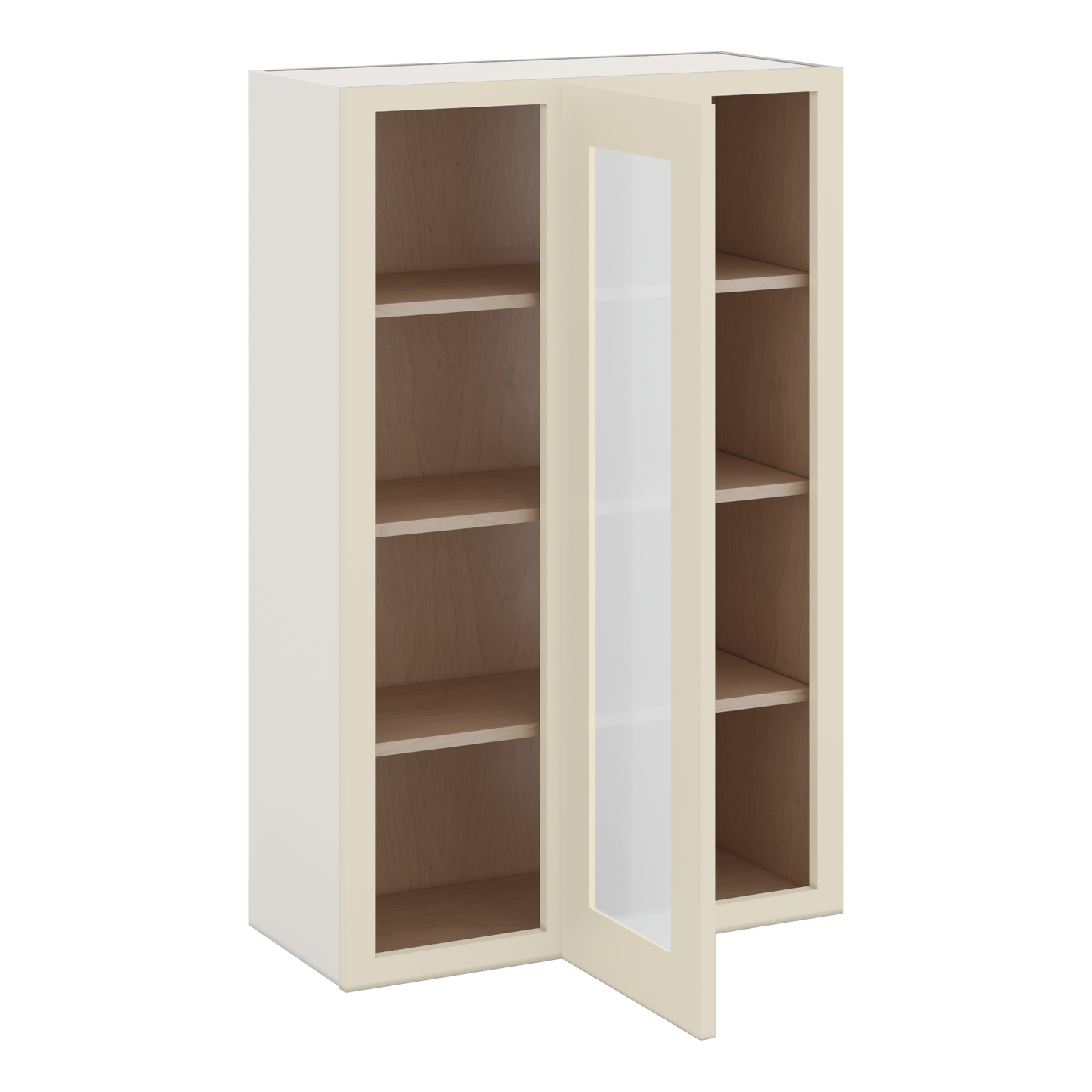 Blind Corner Manhattan Cream Shaker 1-1/4" Overlay Glass Ready Wall Cabinet (left or right) 27" Wide by 30", 36" or 42" Tall