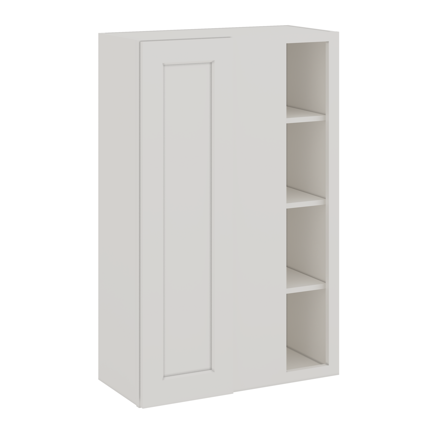 Blind Corner ICE White Shaker 1-1/4" Overlay Wall Cabinet (left or right) 27" Wide by 30", 36" or 42" Tall CWS/CWB