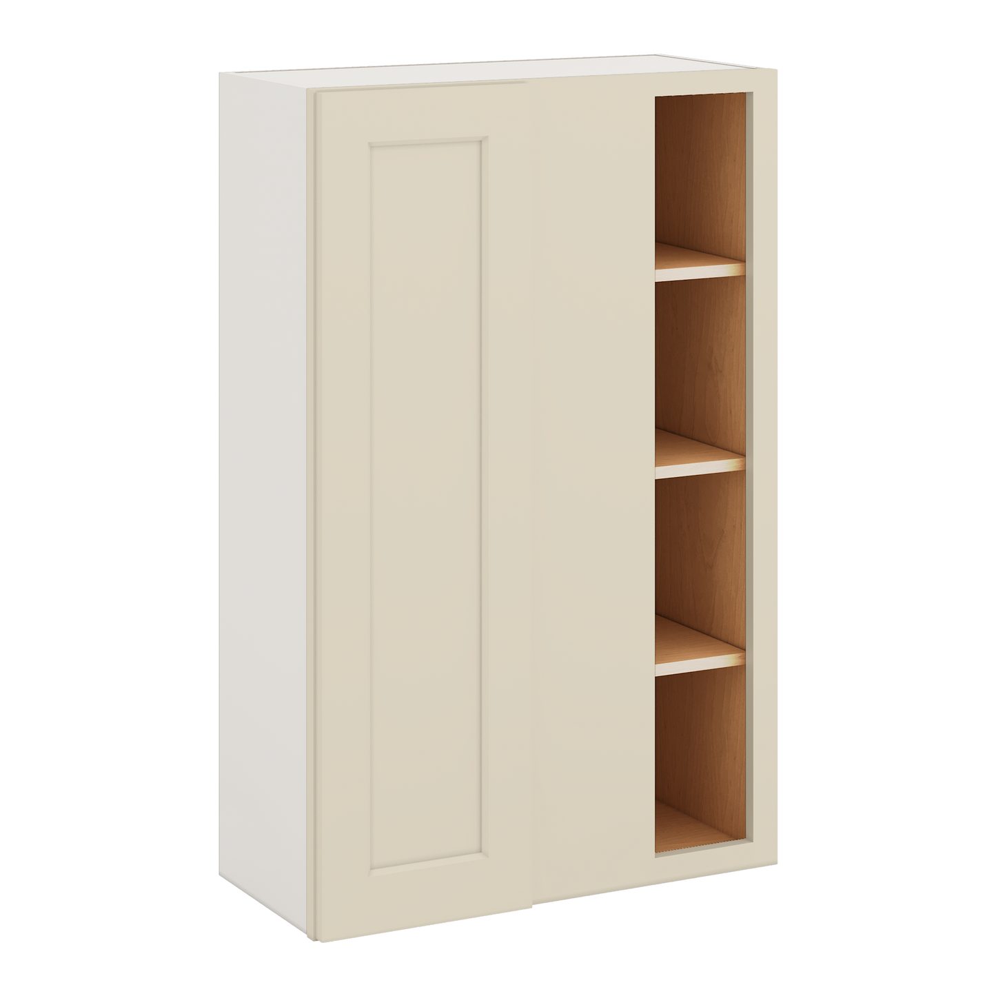 Blind Corner Manhattan Cream Shaker 1-1/4" Overlay Wall Cabinet (left or right) 27" Wide by 30", 36" or 42" Tall