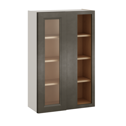 Blind Corner Huntington Cinder Double Shaker Glass Ready Wall Cabinet (left or right) 27" Wide by 30", 36" or 42" Tall