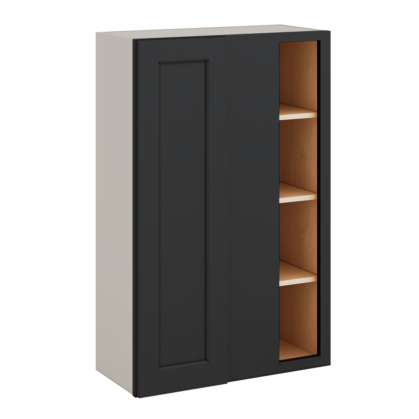 Blind Corner 15HNS Hermosa Noir Black Shaker 1-1/4" Overlay Wall Cabinet (left or right) 27" Wide by 30", 36" or 42" Tall