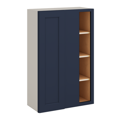 Blind Corner NB29 Naval Blue Shaker 1-1/4" Overlay Wall Cabinet (left or right) 27" Wide by 30", 36" or 42" Tall