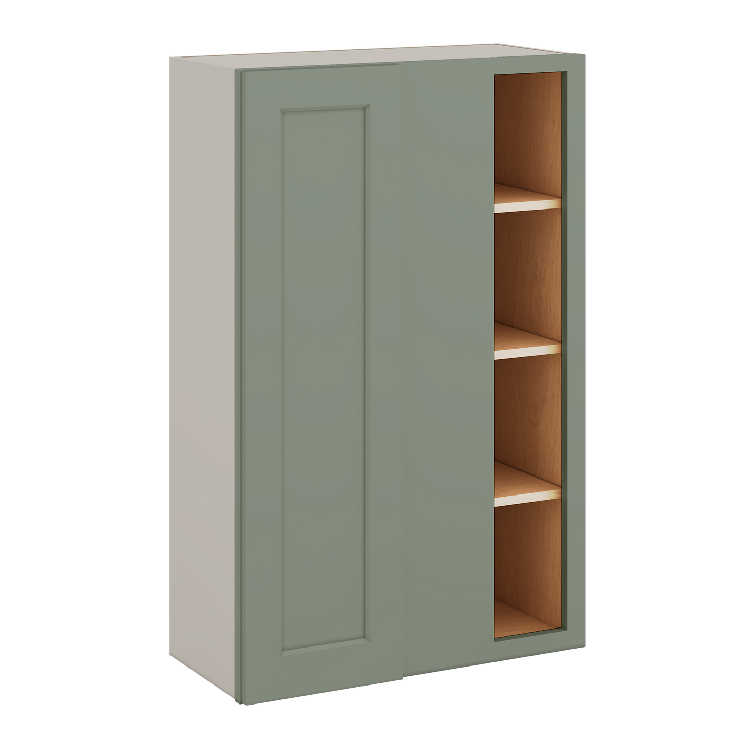 Blind Corner 14SG Sage Green Shaker 1-1/4" Overlay Wall Cabinet (left or right) 27" Wide by 30", 36" or 42" Tall