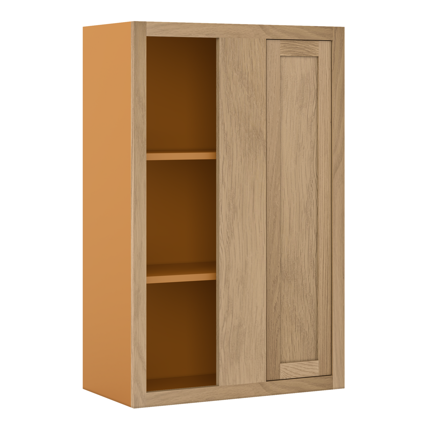 Custom Oak Blind Corner Wall Inset Cabinet 27" Wide by 9", 12" 15", 18", 21", 24", 27", 30", 33", 36", 39  and 42" Tall