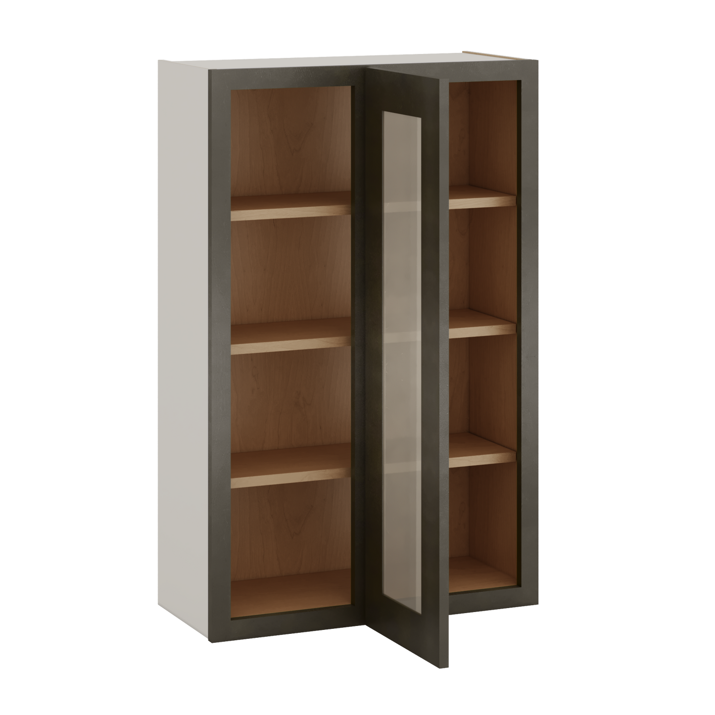 Blind Corner Huntington Cinder Double Shaker Glass Ready Wall Cabinet (left or right) 27" Wide by 30", 36" or 42" Tall
