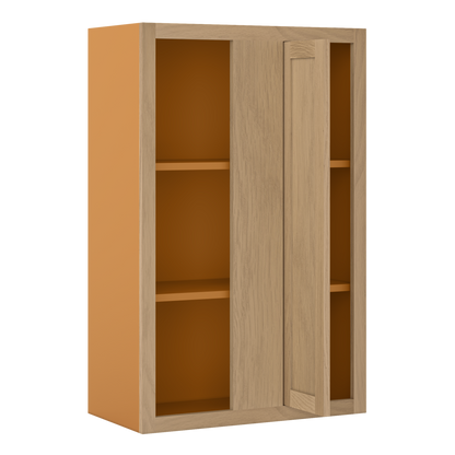 Custom Oak Blind Corner Wall Inset Cabinet 27" Wide by 9", 12" 15", 18", 21", 24", 27", 30", 33", 36", 39  and 42" Tall