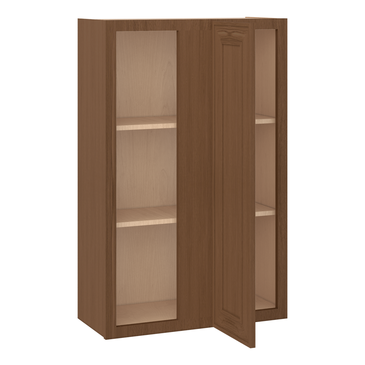 Blind Corner 27" Wide by 30", 36" & 42" Tall Mocha Elegant Oak Craftsman Shaker 1-1/4" Overlay Wall Cabinet