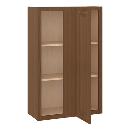 Blind Corner 27" Wide by 30", 36" & 42" Tall Mocha Elegant Oak Craftsman Shaker 1-1/4" Overlay Wall Cabinet