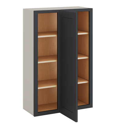 Blind Corner 15HNS Hermosa Noir Black Shaker 1-1/4" Overlay Wall Cabinet (left or right) 27" Wide by 30", 36" or 42" Tall