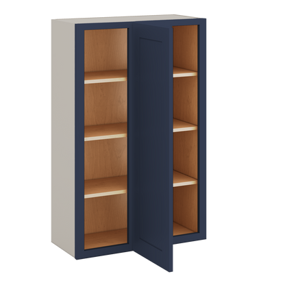 Blind Corner NB29 Naval Blue Shaker 1-1/4" Overlay Wall Cabinet (left or right) 27" Wide by 30", 36" or 42" Tall