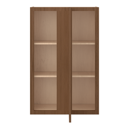 Blind Corner 27" Wide by 30", 36" & 42" Tall Elegant Craftsman Mocha Shaker 1-1/4" Overlay Wall Cabinet