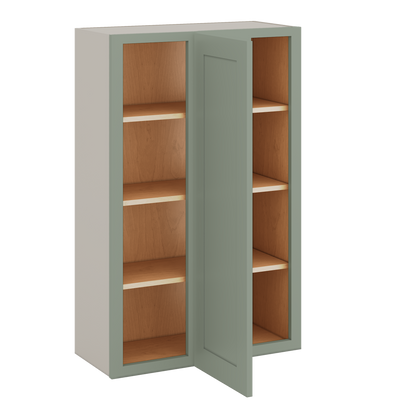 Blind Corner 14SG Sage Green Shaker 1-1/4" Overlay Wall Cabinet (left or right) 27" Wide by 30", 36" or 42" Tall