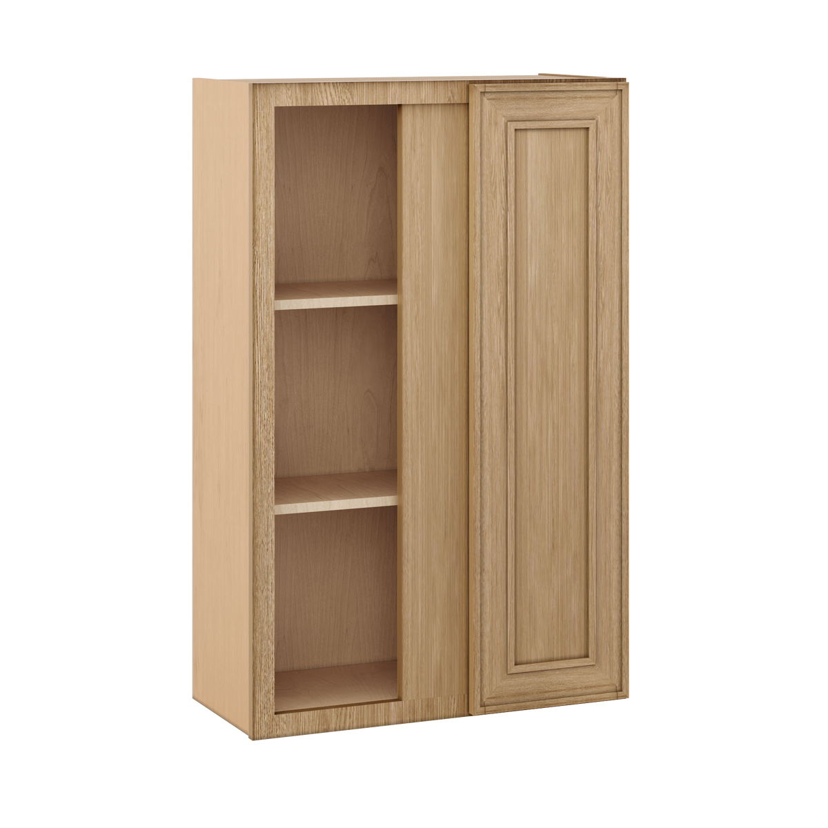 Natural oak elegant craftsman shaker blind corner 27"–42" rta kitchen cabinet – installed kitchen view