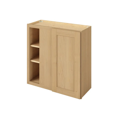 Blind Corner Wall Cabinet Sandstone Birch Shaker 1-1/4" Overlay (left or right) 30"-33" Wide by 30", 36" or 42" Tall