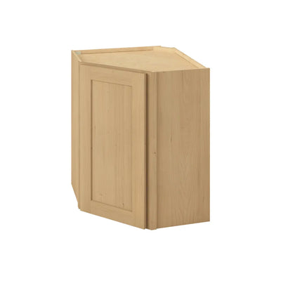 Diagonal Corner Wall Cabinet Sandstone Birch Shaker 1-1/4" Overlay 24" Wide by 30", 36" & 42" Tall