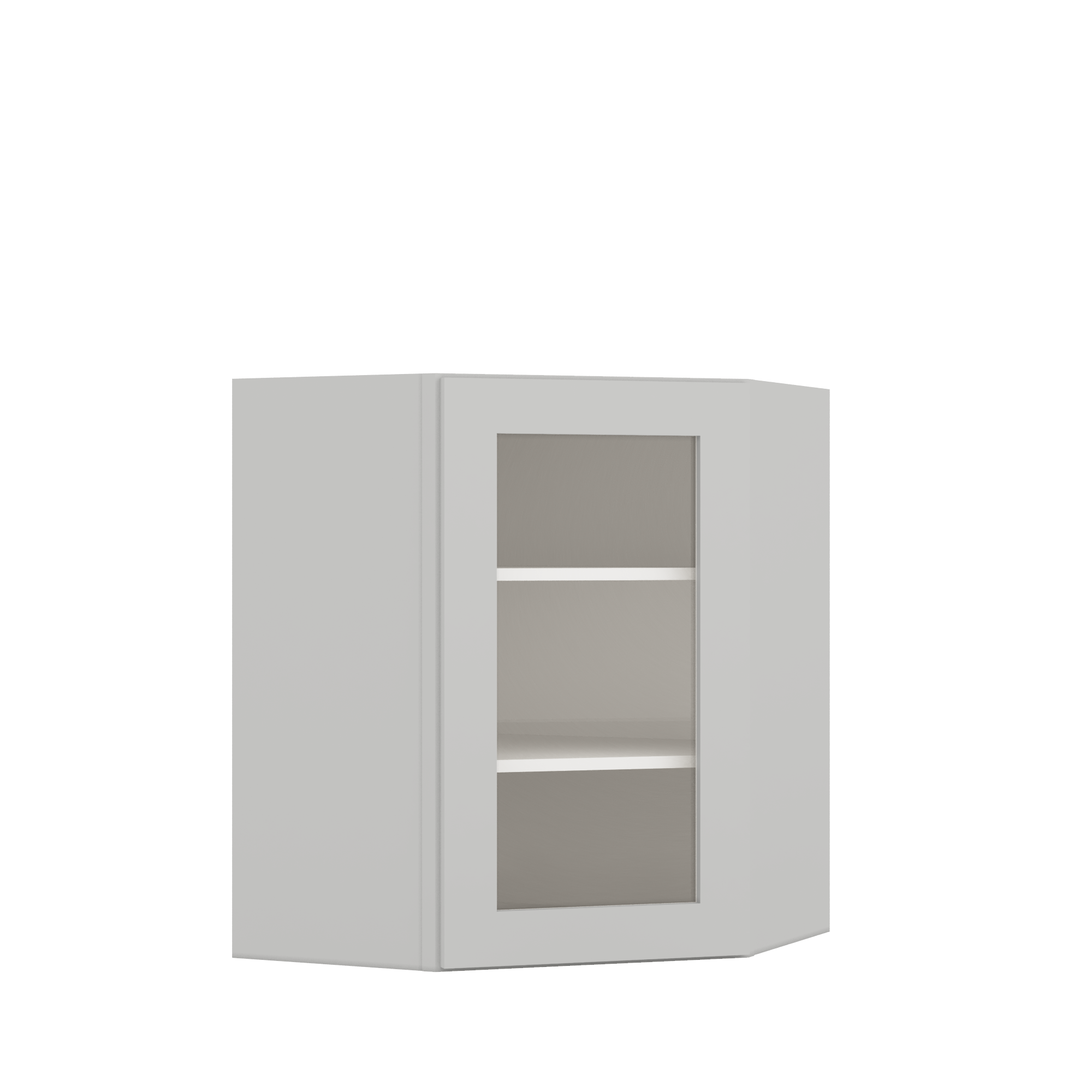 24" Width | 30", 36", and 42" Height | Wall Corner Glass Ready Door Matching Interior | RTA Unassembled | Premium White Full Overlay