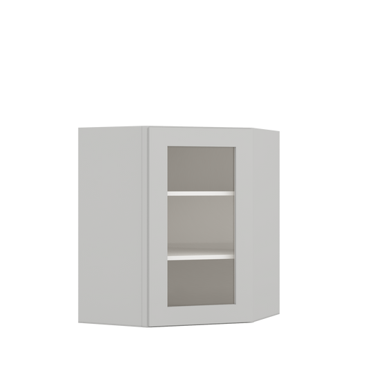 24" Width | 30", 36", and 42" Height | Wall Corner Glass Ready Door Matching Interior | RTA Unassembled | Premium White Full Overlay