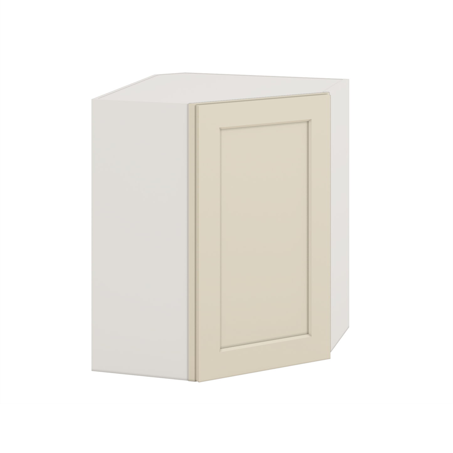 Diagonal Corner Manhattan Cream Shaker 1-1/4" Overlay Wall Cabinet 24" Wide by 30", 36" & 42" Tall