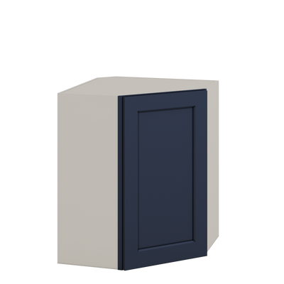 Diagonal Corner 29NB Naval Blue Shaker 1-1/4" Overlay Wall Cabinet 24" Wide by 30", 36" & 42" Tall
