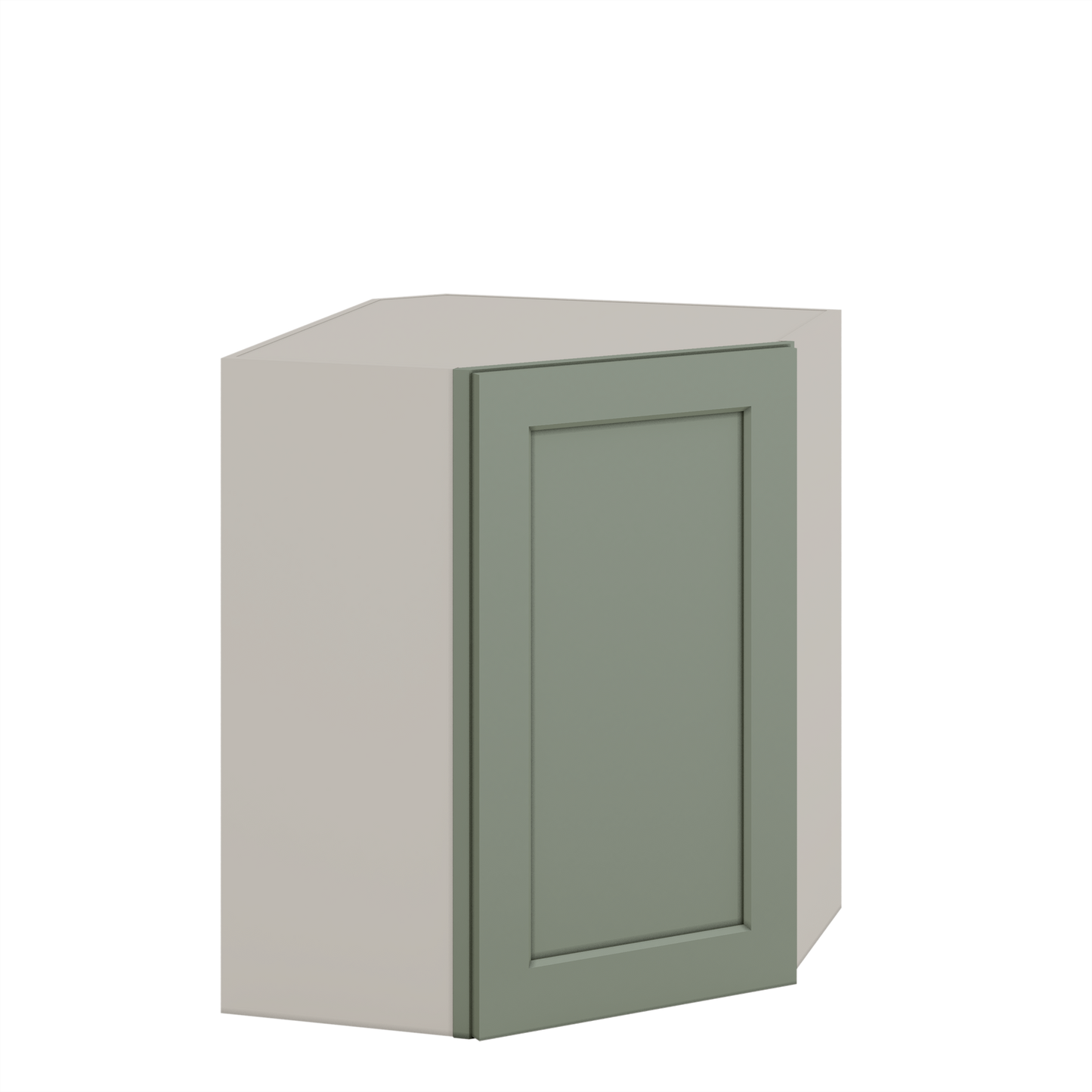 Diagonal Corner Green Shaker 1-1/4" Overlay Wall Cabinet 24" Wide by 30", 36" & 42" Tall