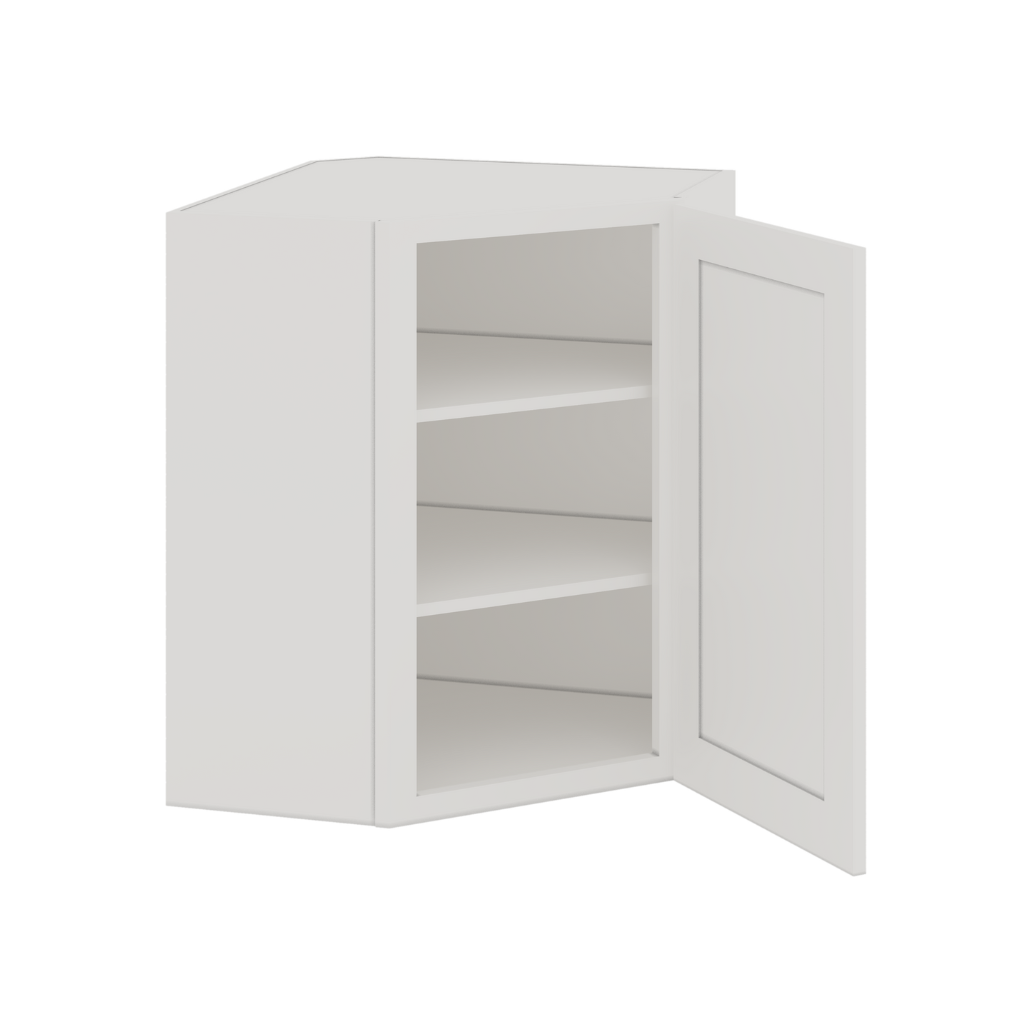 Diagonal Corner ICE White Shaker 1-1/4" Overlay Wall Cabinet 24" Wide by 30", 36" & 42" Tall CWS/CWB