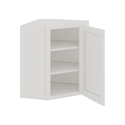 Diagonal Corner ICE White Shaker 1-1/4" Overlay Wall Cabinet 24" Wide by 30", 36" & 42" Tall CWS/CWB