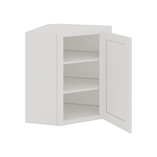 Diagonal Corner 2WS White Shaker 1-1/4" Overlay Wall Cabinet 24" Wide by 30", 36" & 42" Tall