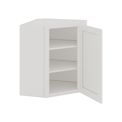 Diagonal Corner 2WS White Shaker 1-1/4" Overlay Wall Cabinet 24" Wide by 30", 36" & 42" Tall