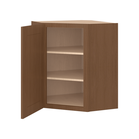 Ivory elegant craftsman shaker diagonal corner wall 24"–42" rta kitchen cabinet – angle view