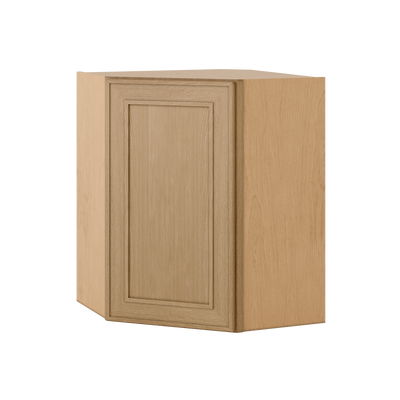 Diagonal Corner 24" Wide by 30", 36" & 42" Tall Elegant Oak Craftsman Shaker 1-1/4" Overlay Wall Cabinet