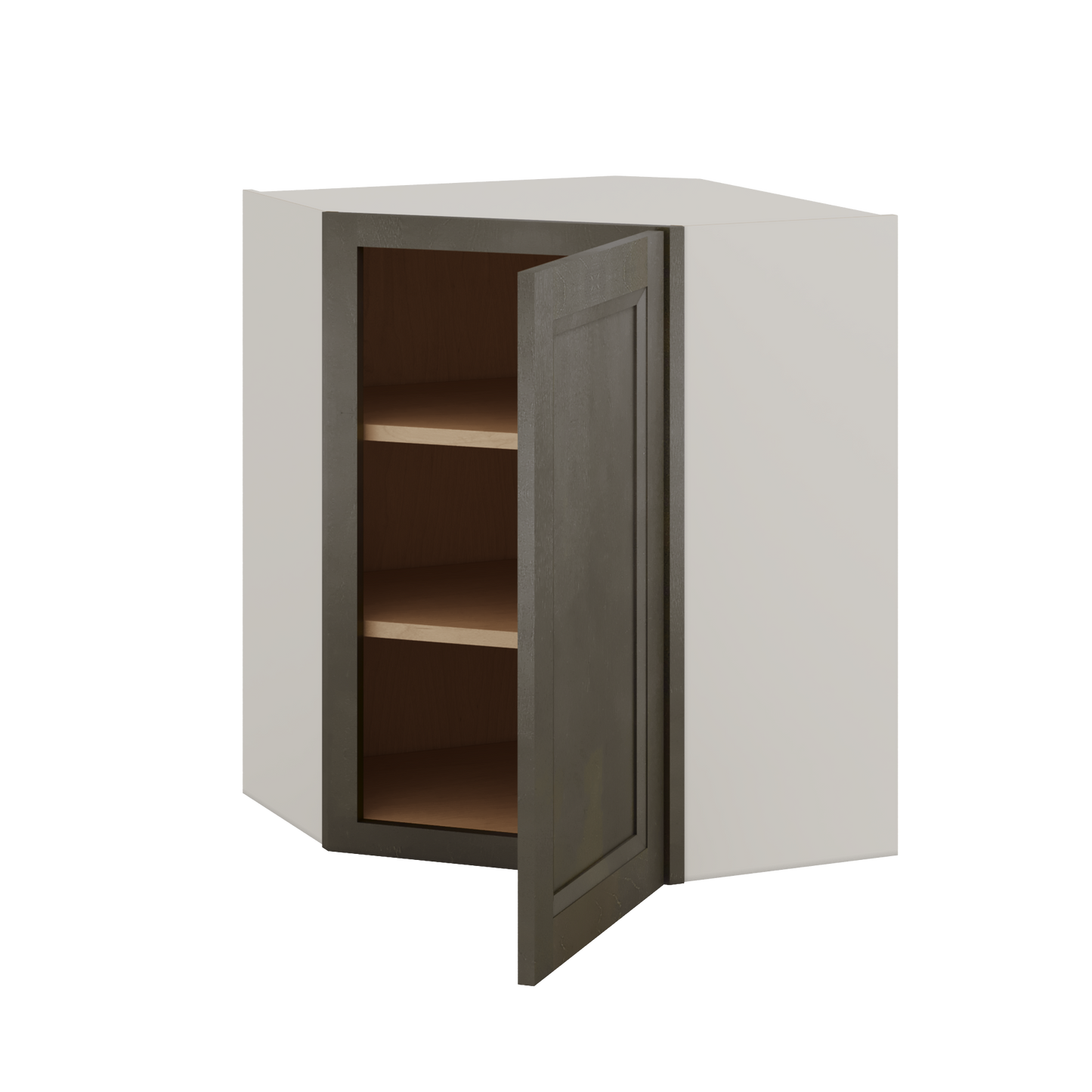 Diagonal Corner Huntington Cinder Double Shaker Wall Cabinet 24" Wide by 30", 36" & 42" Tall