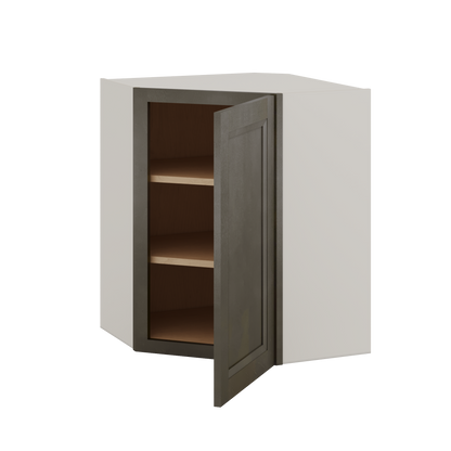 Diagonal Corner Huntington Cinder Double Shaker Wall Cabinet 24" Wide by 30", 36" & 42" Tall