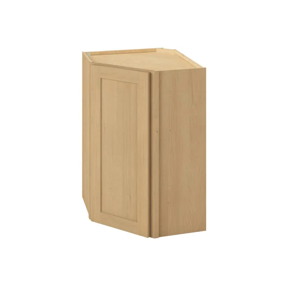 Diagonal Corner Wall Cabinet Sandstone Birch Shaker 1-1/4" Overlay 24" Wide by 30", 36" & 42" Tall