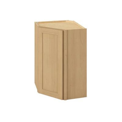 Diagonal Corner Wall Cabinet Sandstone Birch Shaker 1-1/4" Overlay 24" Wide by 30", 36" & 42" Tall