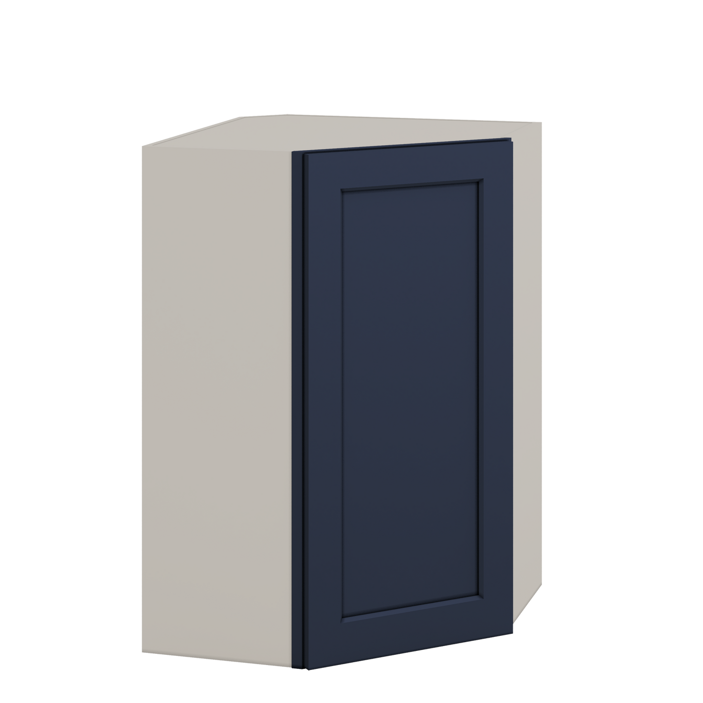 Diagonal Corner NB29 Naval Blue Shaker 1-1/4" Overlay Wall Cabinet 24" Wide by 30", 36" & 42" Tall