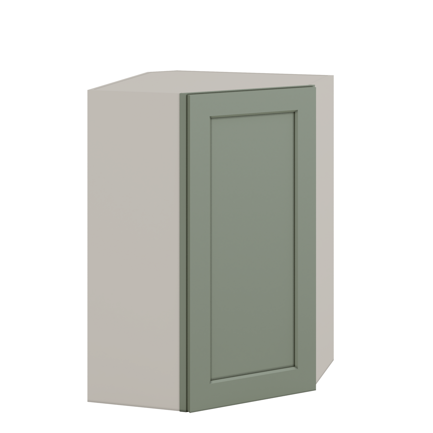 Diagonal Corner Green Shaker 1-1/4" Overlay Wall Cabinet 24" Wide by 30", 36" & 42" Tall