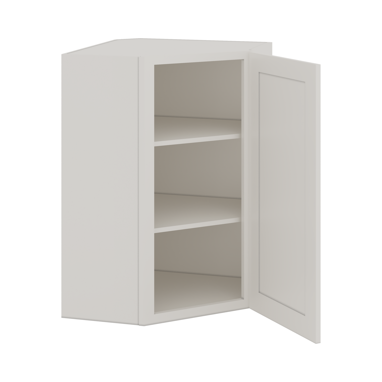 Diagonal Corner ICE White Shaker 1-1/4" Overlay Wall Cabinet 24" Wide by 30", 36" & 42" Tall CWS/CWB