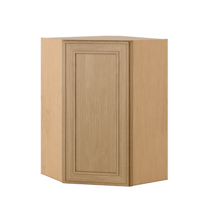 Natural oak elegant craftsman shaker diagonal corner wall 24"–42" rta kitchen cabinet – open view