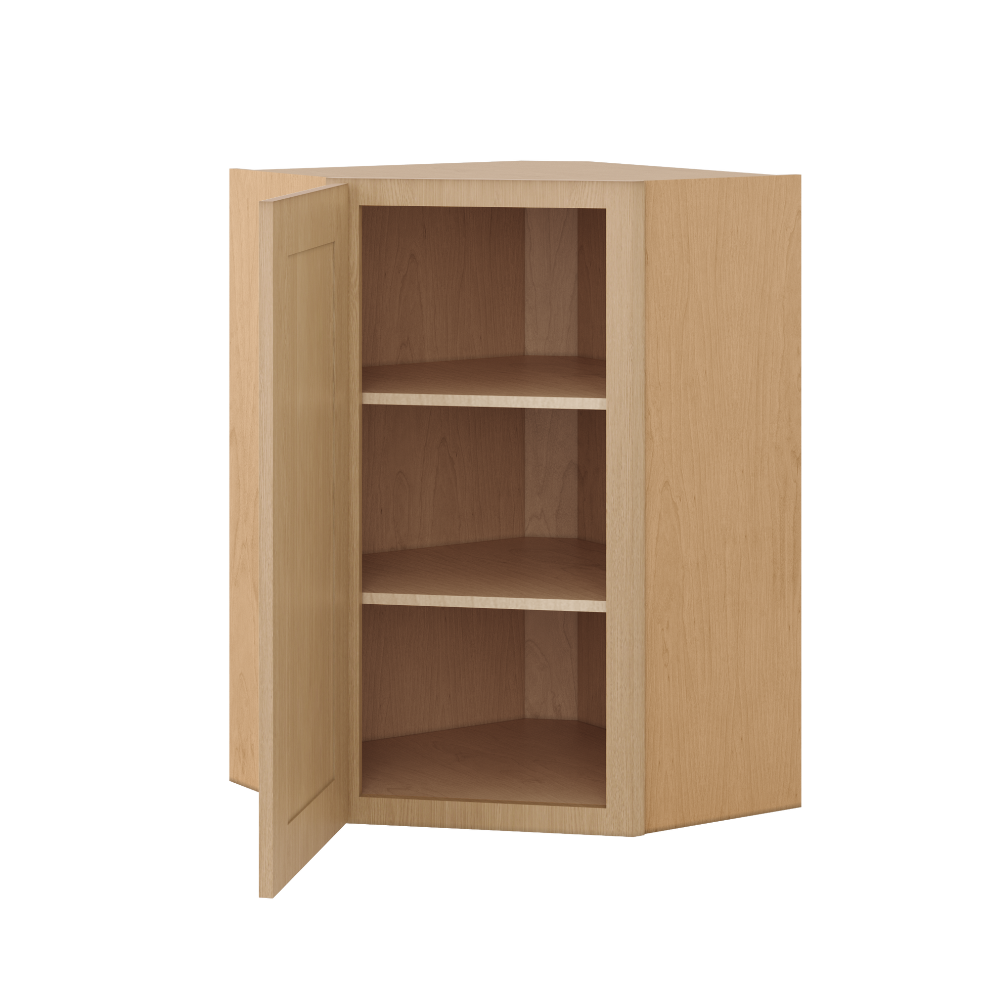 Natural oak elegant craftsman shaker diagonal corner wall 24"–42" rta kitchen cabinet – dimension diagram