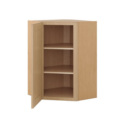 Natural oak elegant craftsman shaker diagonal corner wall 24"–42" rta kitchen cabinet – dimension diagram