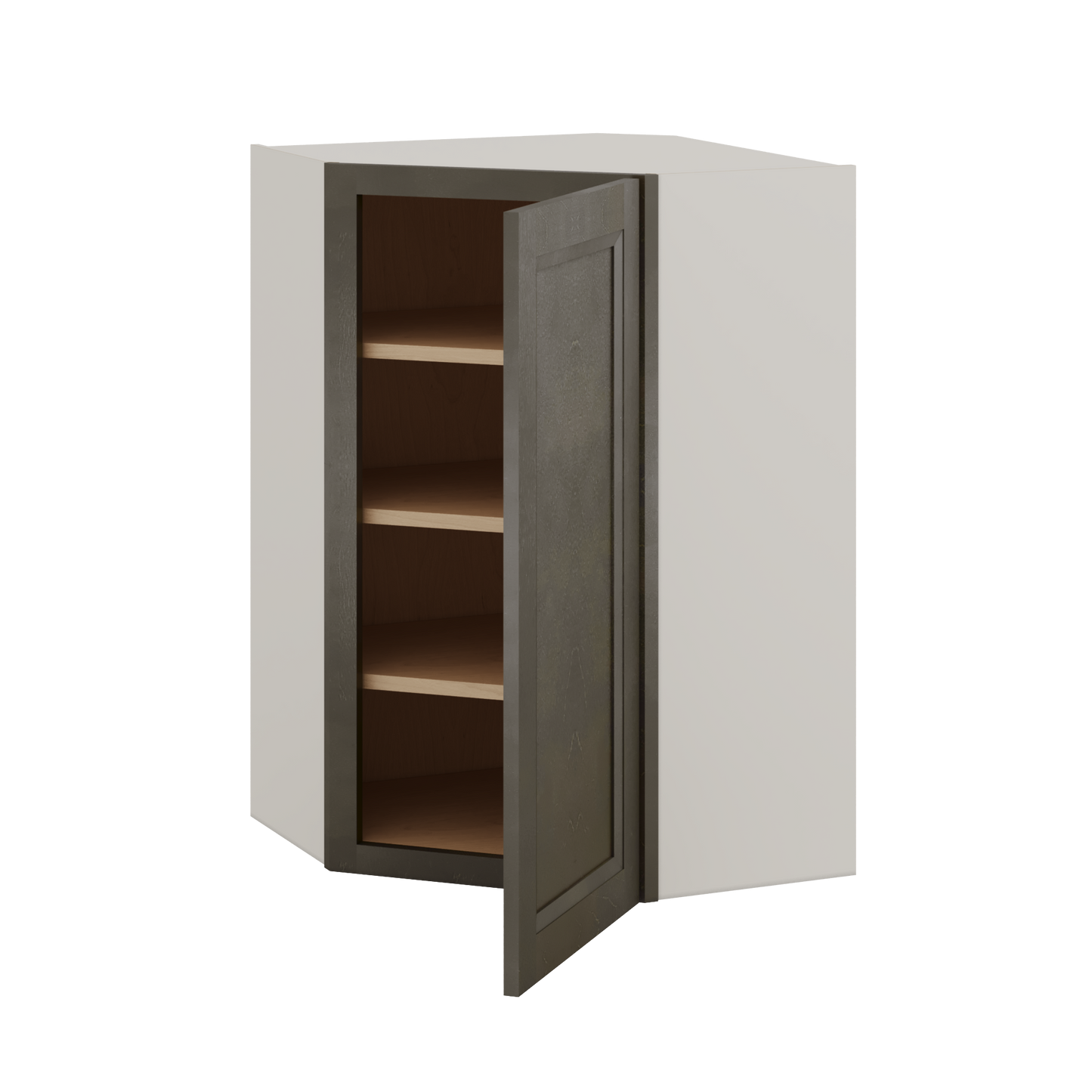 Diagonal Corner Huntington Cinder Double Shaker Wall Cabinet 24" Wide by 30", 36" & 42" Tall