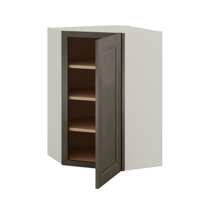 Diagonal Corner Huntington Cinder Double Shaker Wall Cabinet 24" Wide by 30", 36" & 42" Tall