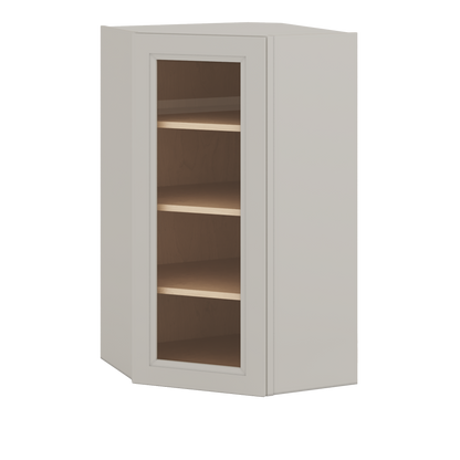 Diagonal Corner 27LGDS Laguna Gray Double Shaker Glass Ready Wall Cabinet 24" Wide by 30", 36" & 42" Tall