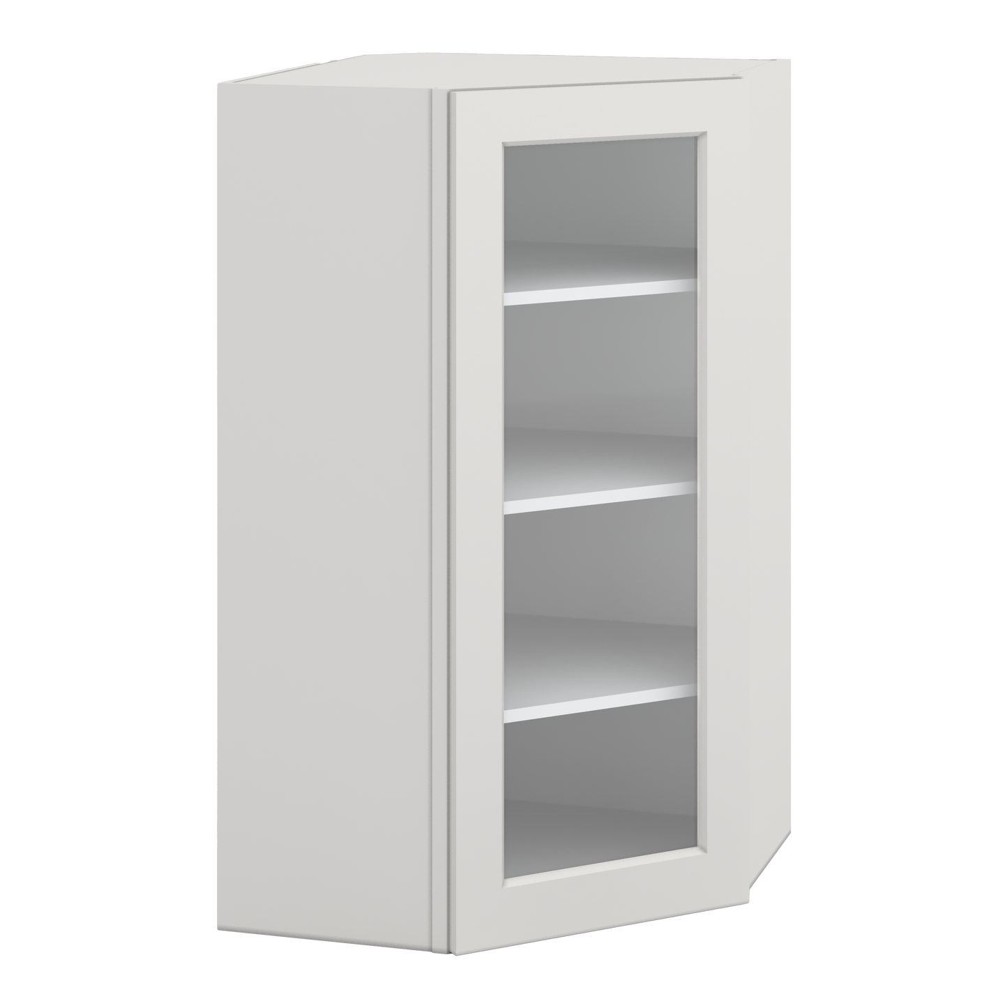 Diagonal Corner 2WS White Shaker 1-1/4" Overlay Glass Ready Wall Cabinet 24" Wide by 30", 36" & 42" Tall