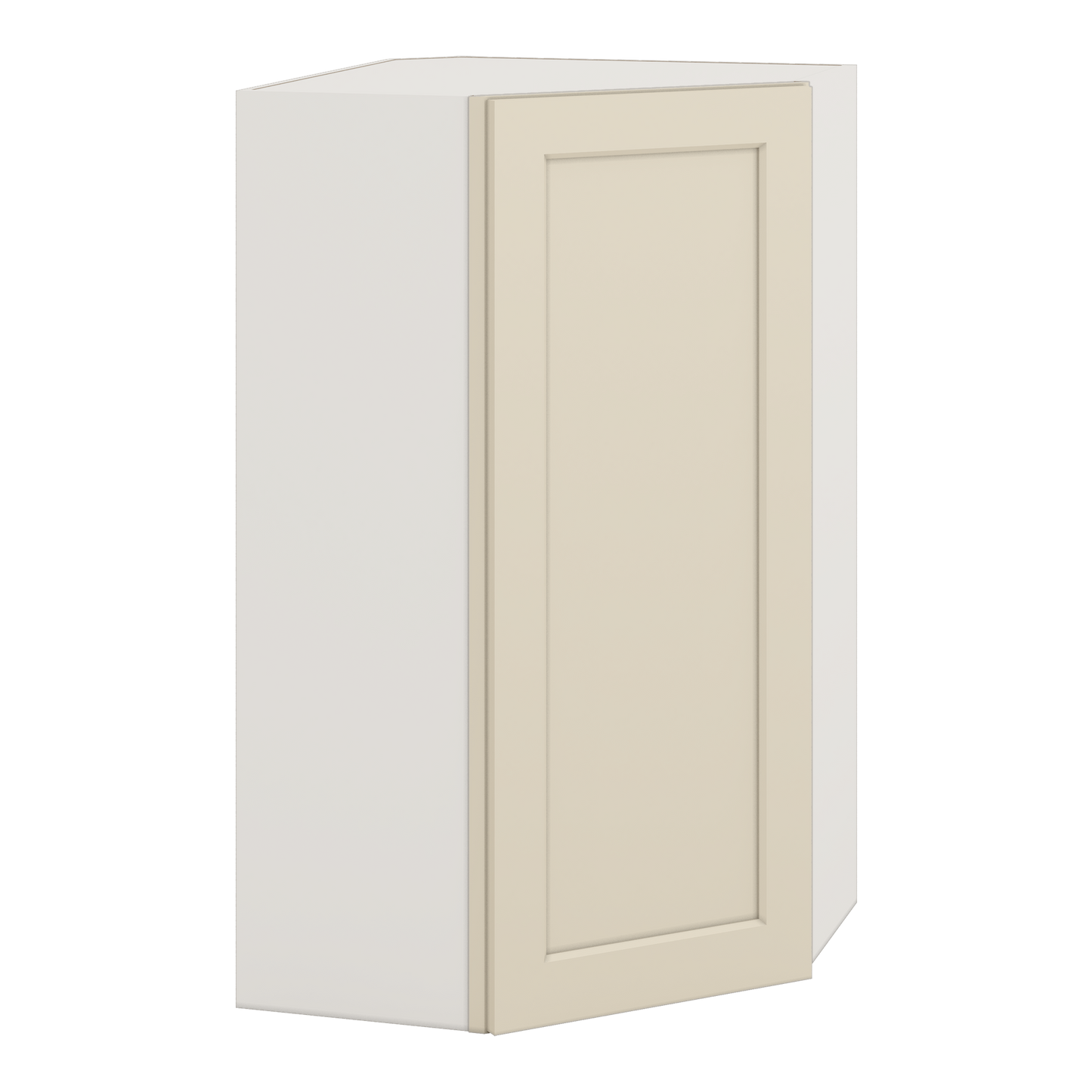 Diagonal Corner Manhattan Cream Shaker 1-1/4" Overlay Wall Cabinet 24" Wide by 30", 36" & 42" Tall