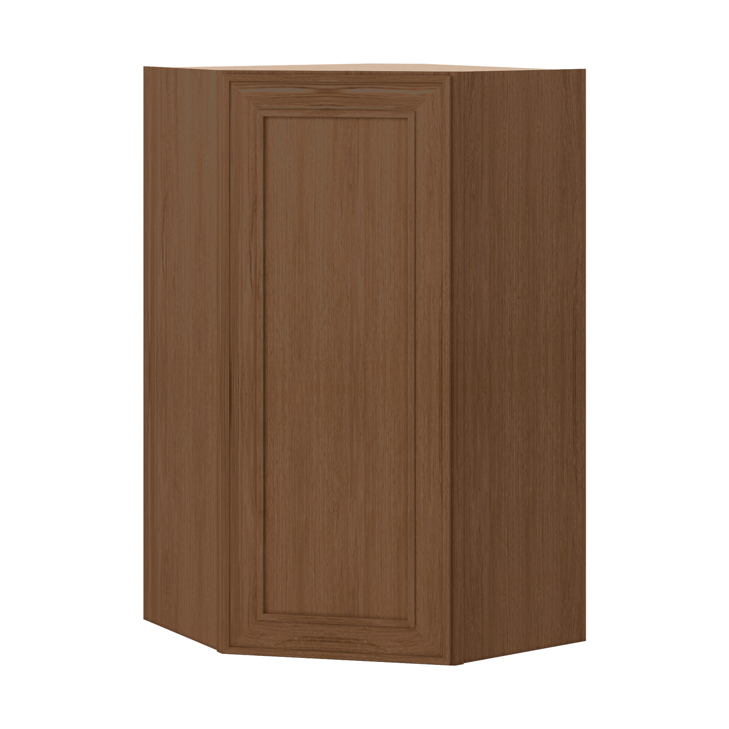 Diagonal Corner 24" Wide by 30", 36" & 42" Tall Elegant Craftsman Mocha Shaker 1-1/4" Overlay Wall Cabinet