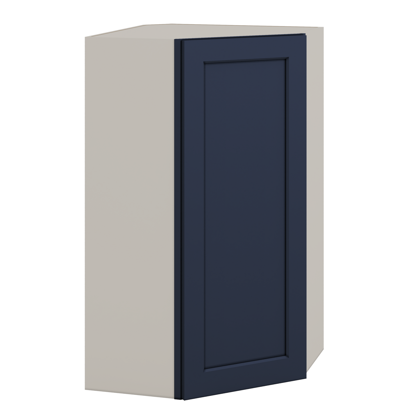 Diagonal Corner NB29 Naval Blue Shaker 1-1/4" Overlay Wall Cabinet 24" Wide by 30", 36" & 42" Tall
