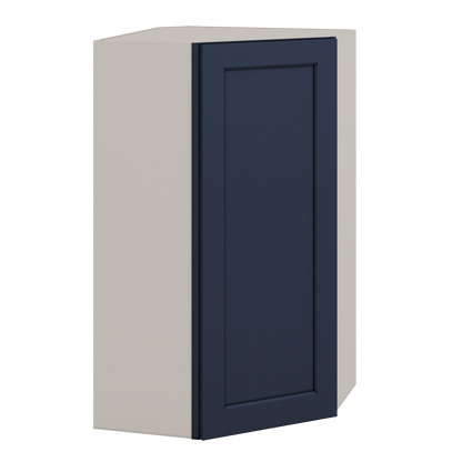 Diagonal Corner NB29 Naval Blue Shaker 1-1/4" Overlay Wall Cabinet 24" Wide by 30", 36" & 42" Tall
