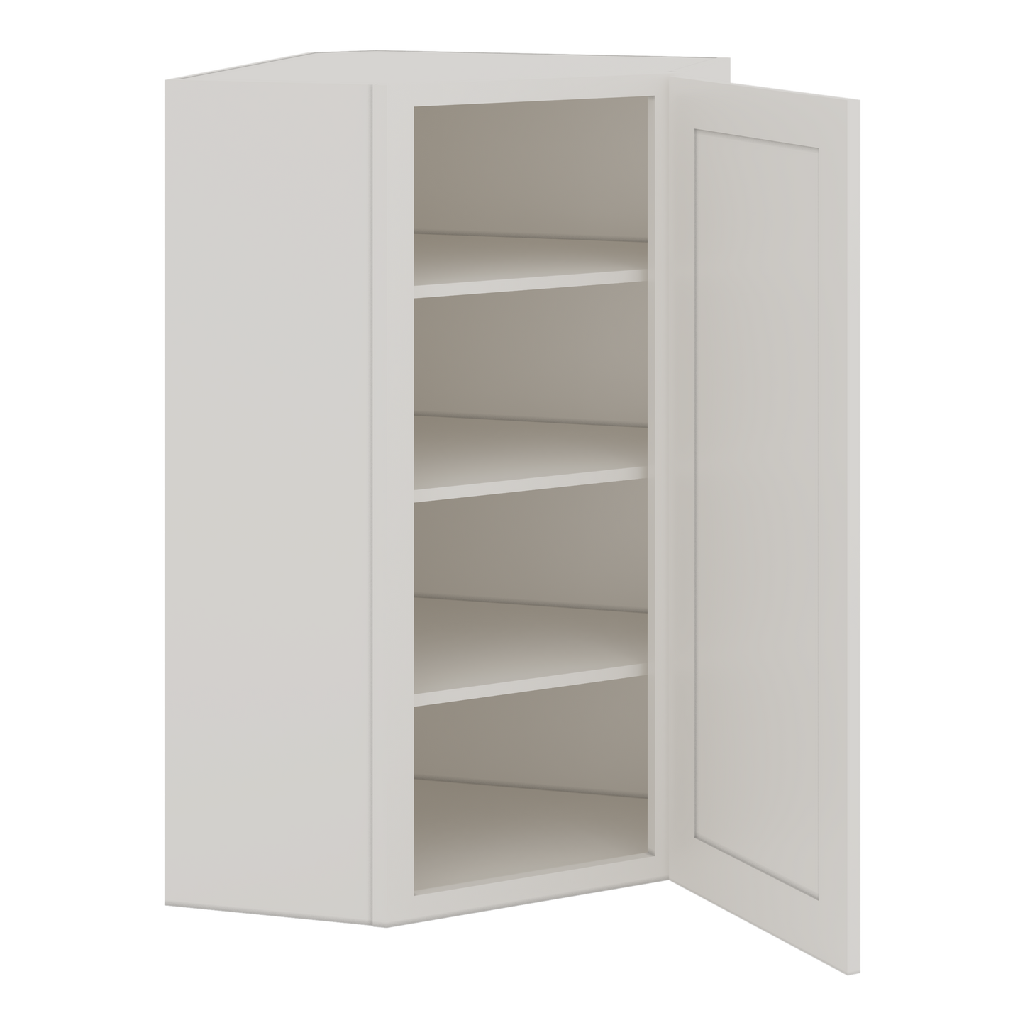 Diagonal Corner ICE White Shaker 1-1/4" Overlay Wall Cabinet 24" Wide by 30", 36" & 42" Tall CWS/CWB