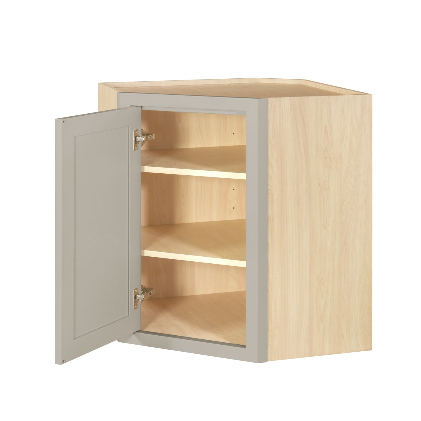 Diagonal Corner Tuscan Gray Inset Shaker Wall Cabinet - Single Door